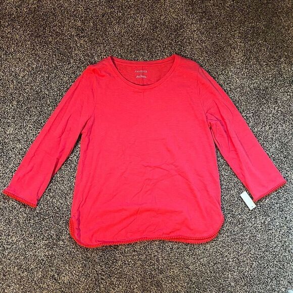 Talbots Shirt Women's Large Red Long Sleeve Round Neck Pullover Casual Top - Picture 2 of 6